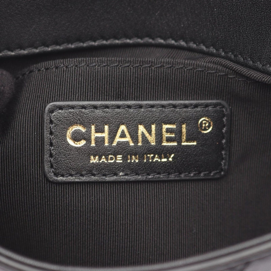 Chanel Shoulder Bag Mini Quilted Black Leather Small Flap — view 4