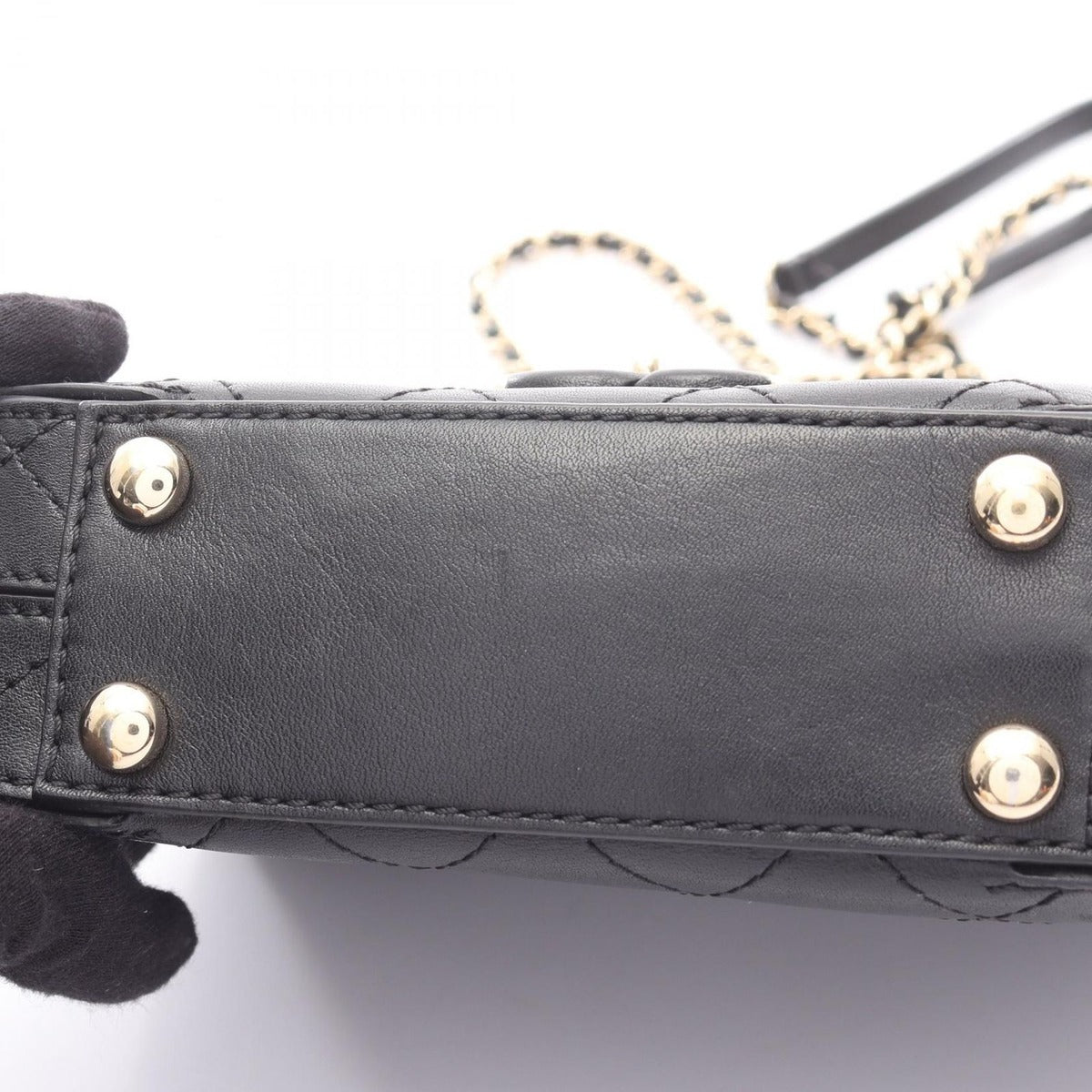Chanel Shoulder Bag Mini Quilted Black Leather Small Flap — view 7