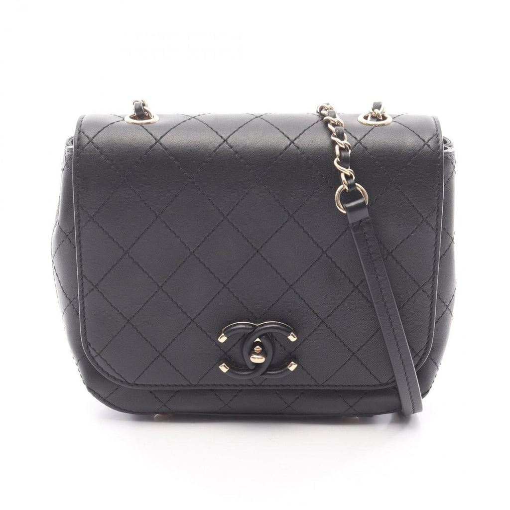 Chanel Shoulder Bag Mini Quilted Black Leather Small Flap