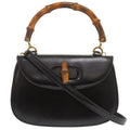 Gucci 2-Way Bamboo 000 2046 0188 Leather Black Handbag 1373
