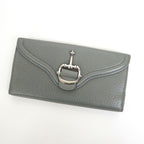 Gucci Horsebit Hook Wallet Leather Moss Gray Silver