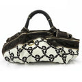 Loewe Handbag Nappa Ire Anagram Rope Leather Canvas Dark Brown Creamish
