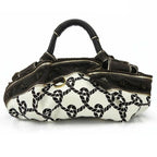Loewe Handbag Nappa Ire Anagram Rope Leather Canvas Dark Brown Creamish