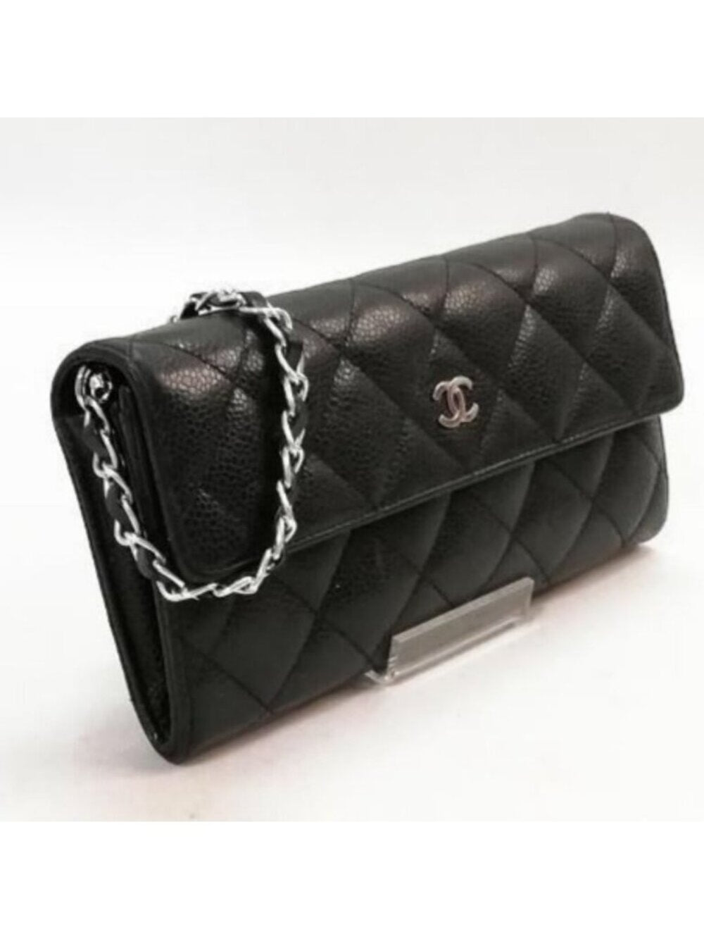 Chanel CC Classic Caviar Flap Wallet Chain Shoulder Crossbody Black