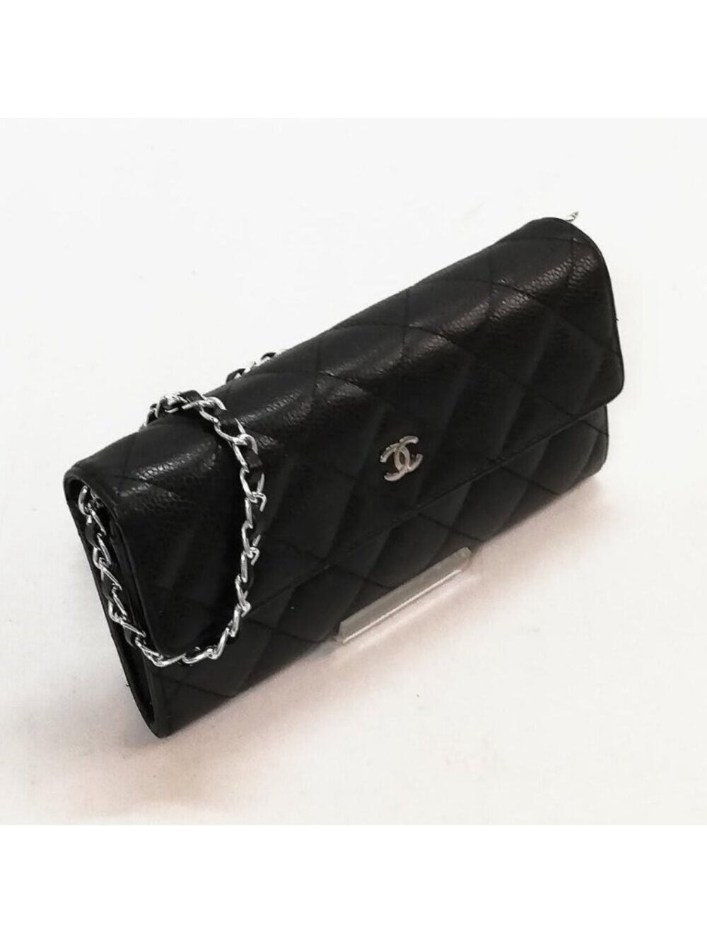 Chanel CC Classic Caviar Flap Wallet Chain Shoulder Crossbody Black
