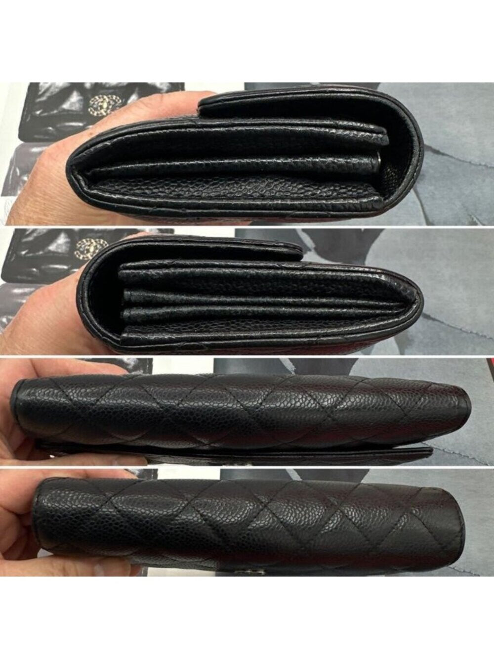 Chanel CC Classic Caviar Flap Wallet Chain Shoulder Crossbody Black