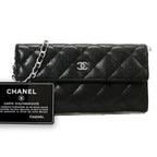 Chanel CC Classic Caviar Flap Wallet Chain Shoulder Crossbody Black