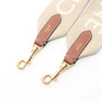 Celine Shoulder Strap Jacquard Short Beige White Canvas Leather Brown — view 3