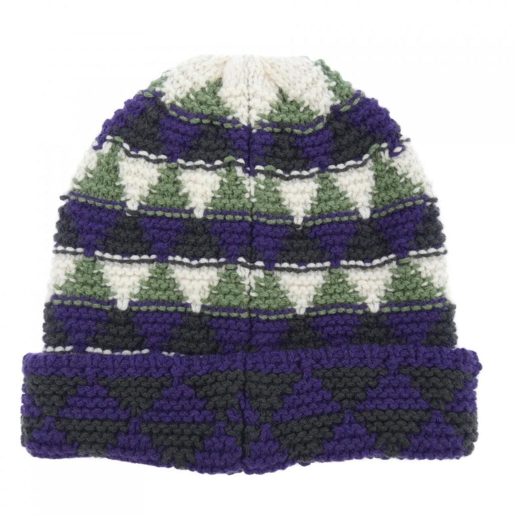 Prada Triangle Logo Knit Cap Purple Green Beige — view 2