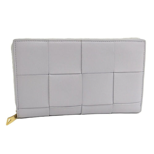 Bottega Veneta Zip Around Wallet Maxi Intrecciato Leather Purple