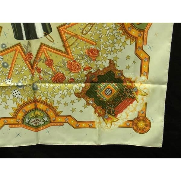 Hermes LA Magie Carre 90 Silk Scarf Shawl Stole Ivory Tone — view 3