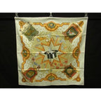 Hermes LA Magie Carre 90 Silk Scarf Shawl Stole Ivory Tone