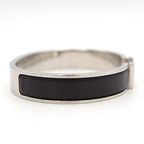 Hermes Click H GM Logo Bangle Bracelet Silver Color And Black Accessories — view 7
