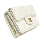 Chanel Trifold Wallet Quilted Caviar Leather White Champagne Gold — view 2