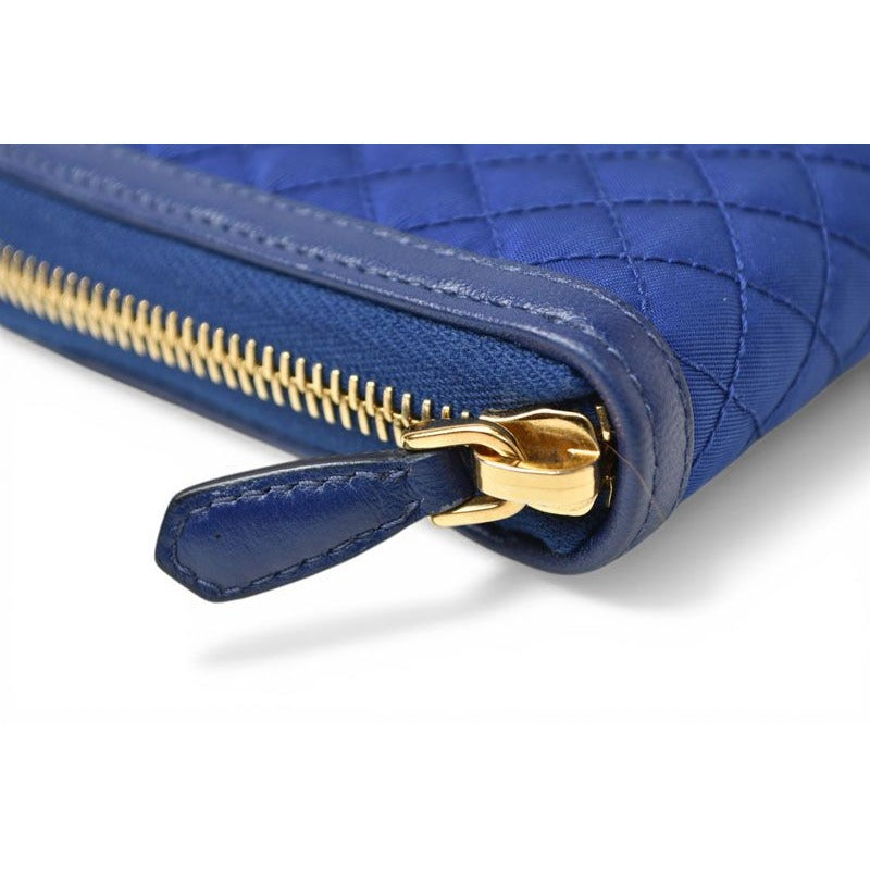 Prada Wallet Zip Around Tessuto Quiltin Bluette Quilted Blue — view 3