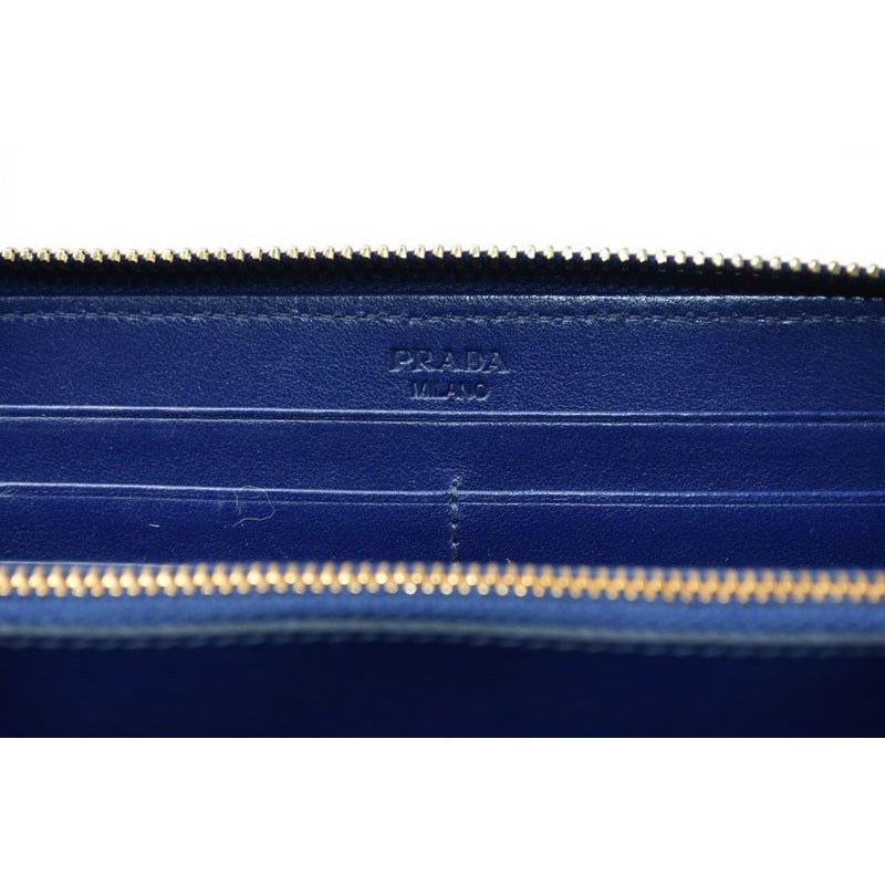 Prada Wallet Zip Around Tessuto Quiltin Bluette Quilted Blue — view 6