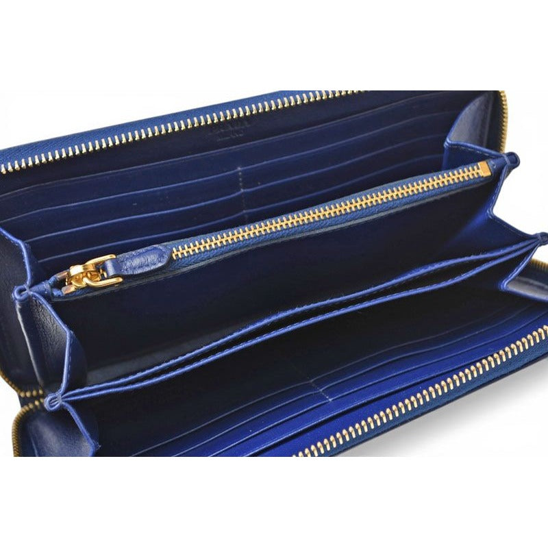 Prada Wallet Zip Around Tessuto Quiltin Bluette Quilted Blue — view 7