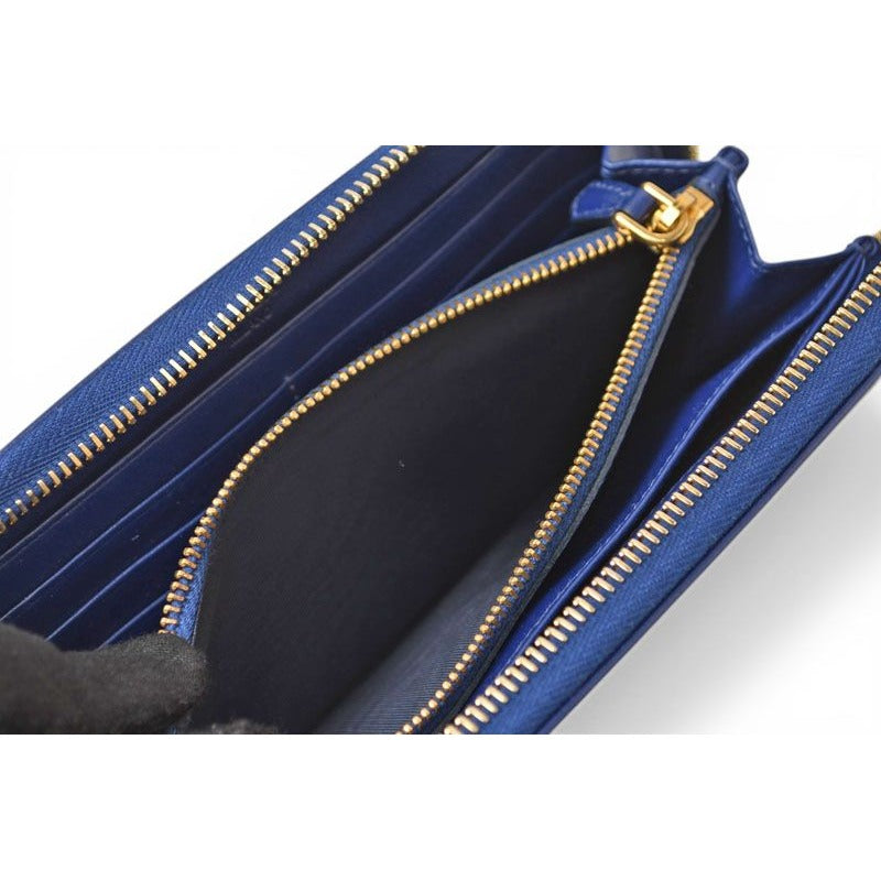 Prada Wallet Zip Around Tessuto Quiltin Bluette Quilted Blue — view 9
