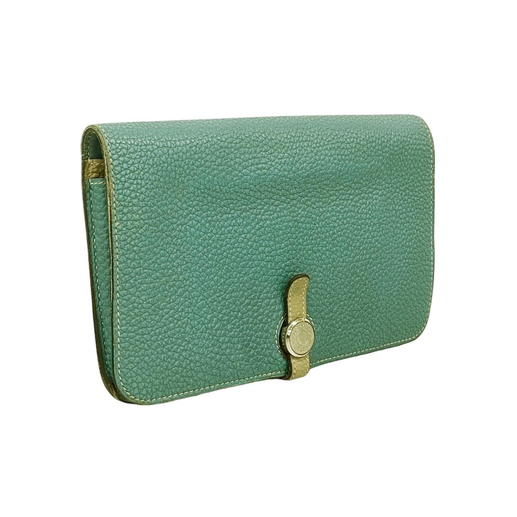 Hermes Wallet Dogon GM Togo Blue Jean Etoupe Silver — view 2