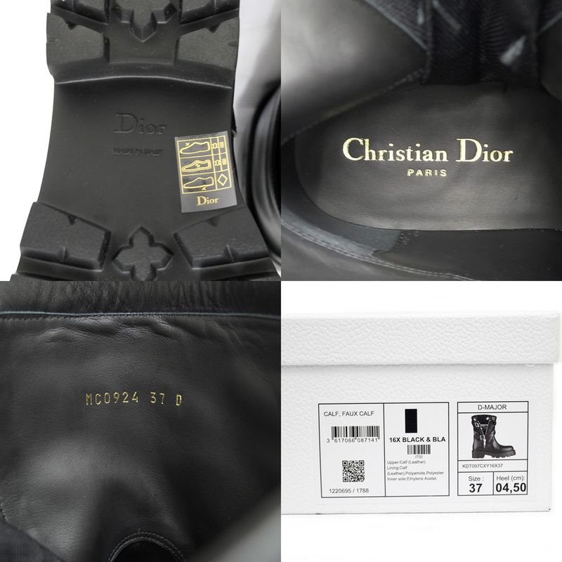 Dior D-major Short Boots Logo Size 37 Black Leather Zip Up — view 9