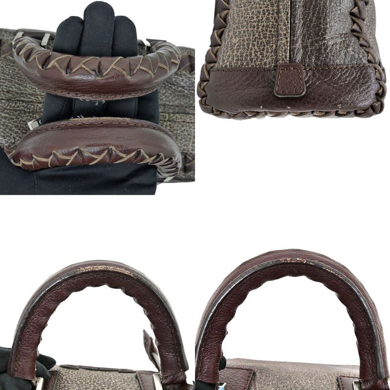 Loewe Amazona 28 Handbag Metallic Bronze Brown Silver Hardware Anagram — view 9