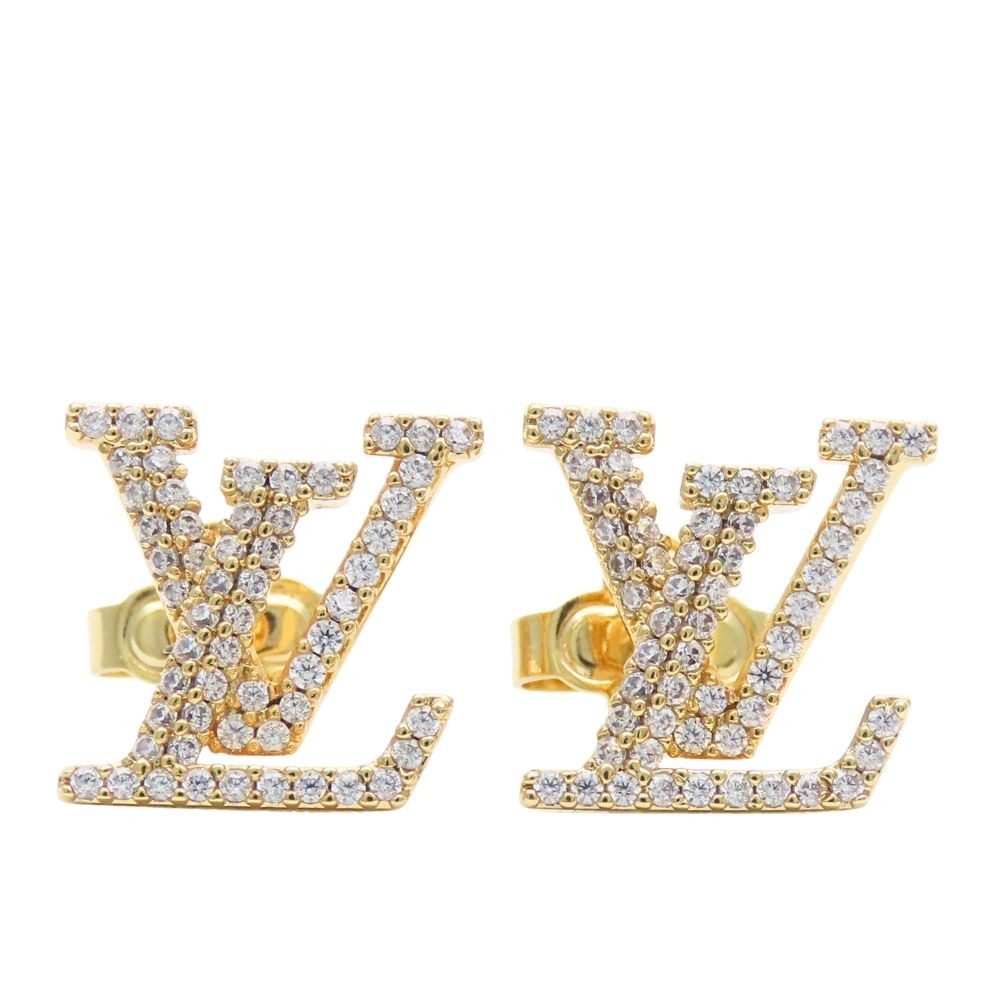 Louis Vuitton Earrings LV Iconic Strass Metal Rhinestone Gold