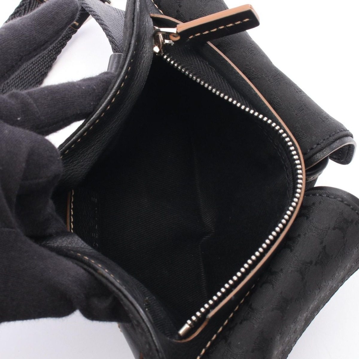 Celine Waist Bag Macadam Black Canvas Leather — view 3