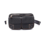 Celine Waist Bag Macadam Black Canvas Leather