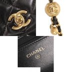 Chanel Chain Wallet Black Gold Lambskin Quilted Coco Ball Shoulder Bag — view 8