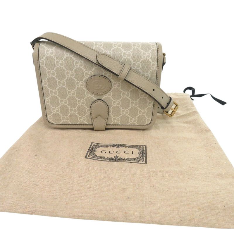 Gucci Interlocking G GG Supreme Canvas Beige Shoulder Bag 1188 — view 2