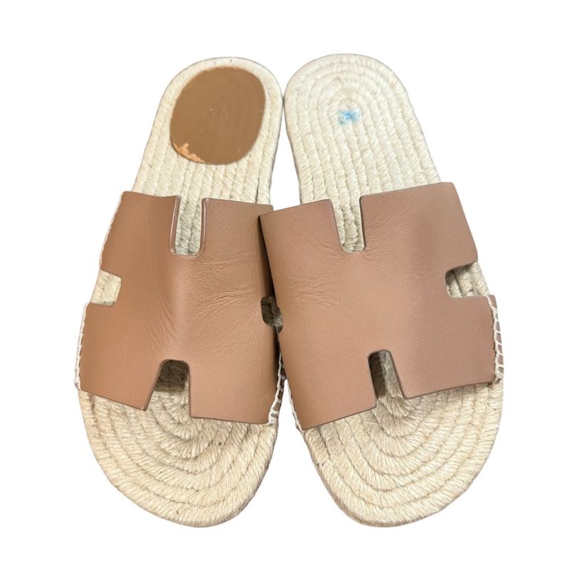 Hermes Espadrille Antigua Flat Leather Sandals 42 Brown — view 4