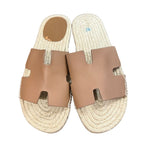 Hermes Espadrille Antigua Flat Leather Sandals 42 Brown — view 4