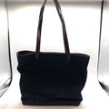 Chanel Tote Bag Denim Blue 5 th Shoulder Leather Brown