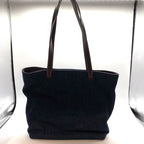 Chanel Tote Bag Denim Blue 5 th Shoulder Leather Brown