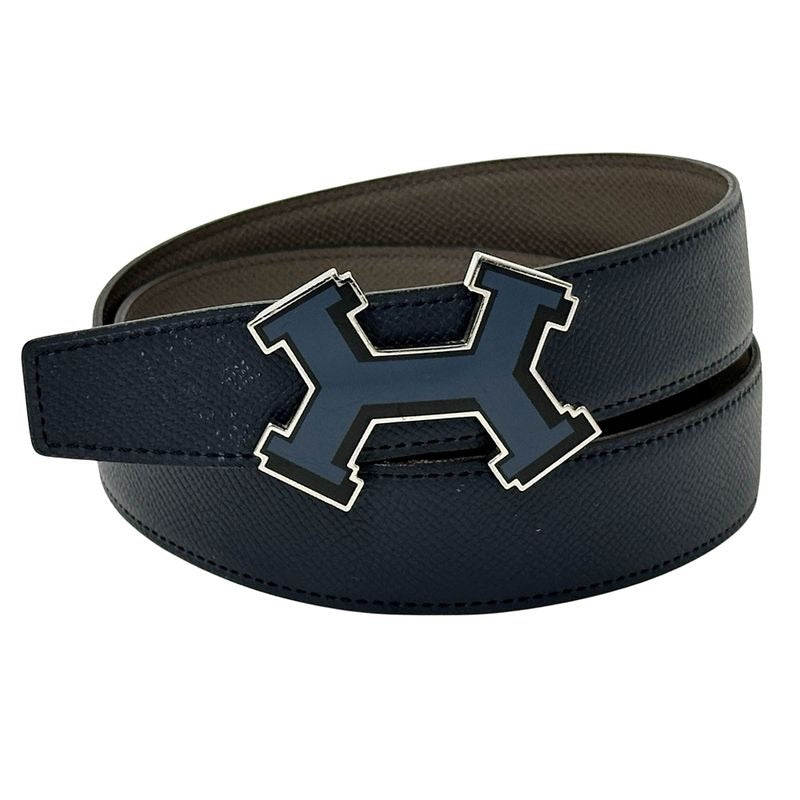 Hermes Belt Street H Leather Navy Gray Reversible — view 2
