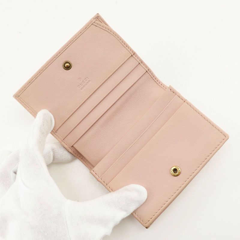 Gucci Compact Wallet GG Ghost Card Case Leather Pink Bifold — view 8