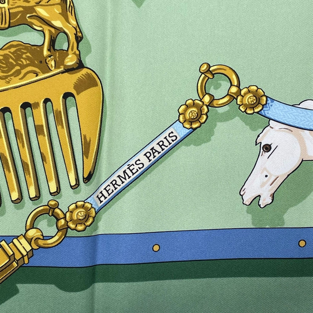 Hermes Scarf Silk Carre 90 Memoire D'hermes Memories Green — view 7