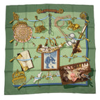 Hermes Scarf Silk Carre 90 Memoire D'hermes Memories Green