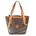 Celine Macadam Tote Shoulder Bag Brown Leather