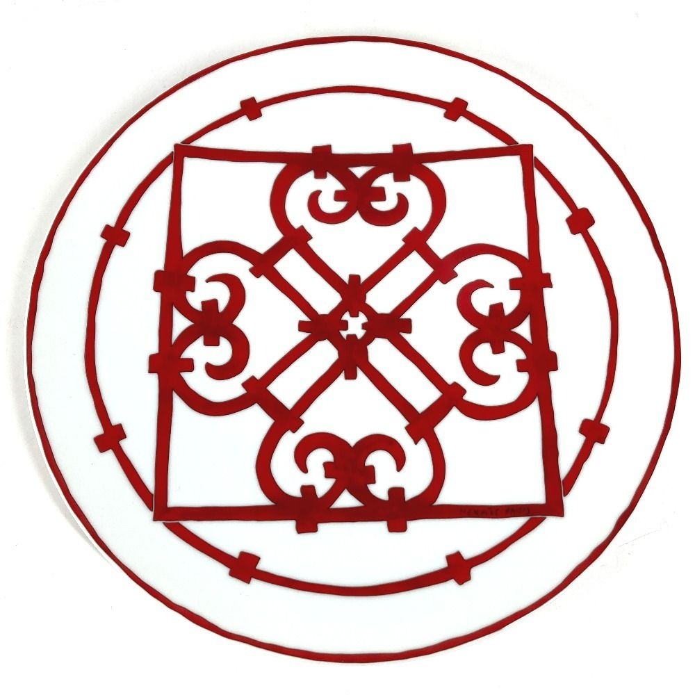 Hermes Plate Gadalukivir Ceramic Red Hat X White