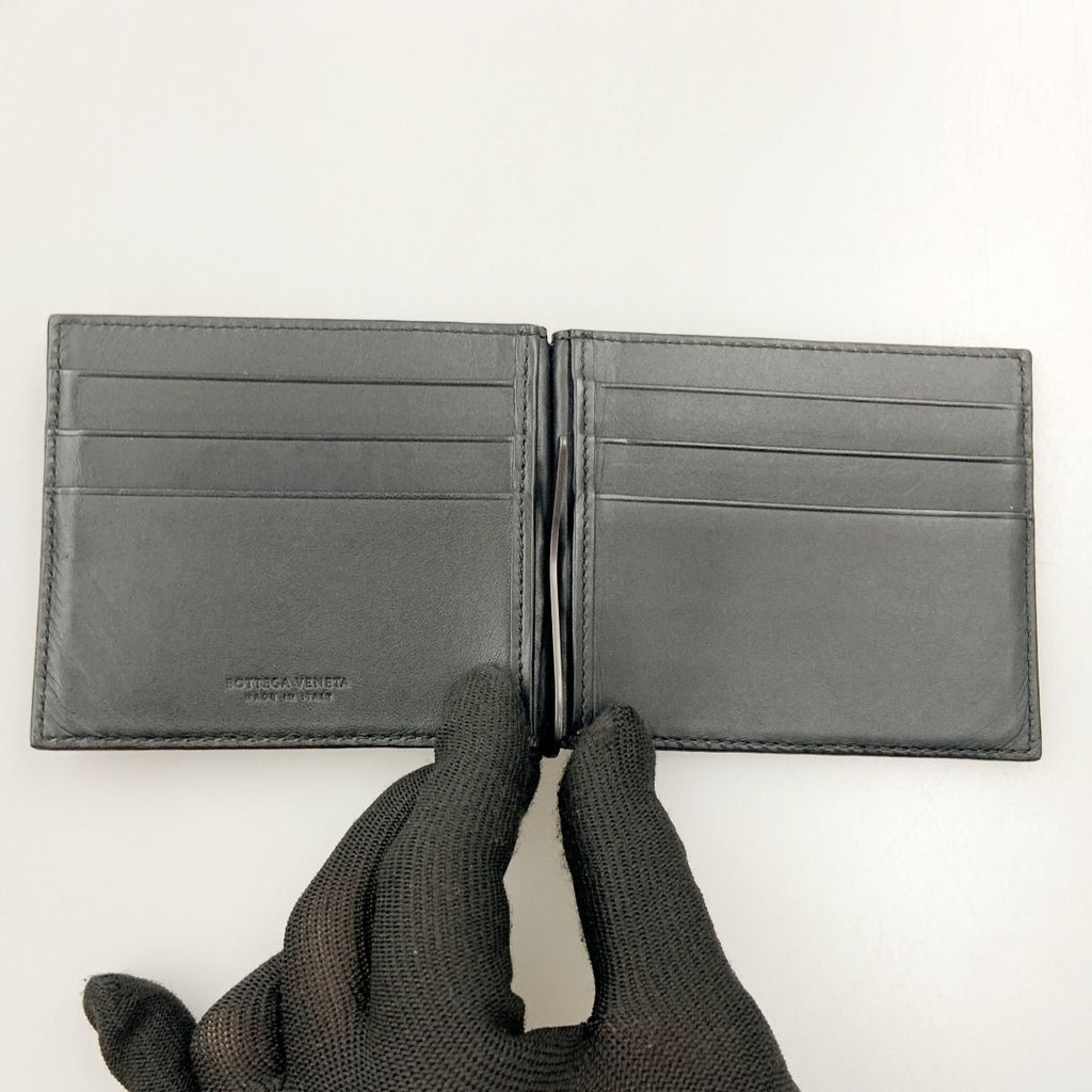 Bottega Veneta Intrecciato Bifold Wallet with Money Clip Black — view 4