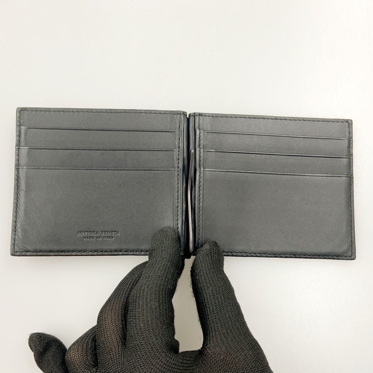 Bottega Veneta Intrecciato Bifold Wallet with Money Clip Black — view 4