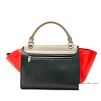 Celine Leather Trapeze 2-Way Shoulder Bag Black Khaki Red Strap — view 3