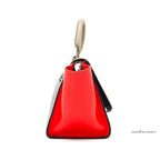 Celine Leather Trapeze 2-Way Shoulder Bag Black Khaki Red Strap — view 4