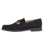 Gucci 100 Logo Suede Leather Loafers Black Gold 36.5 — view 2