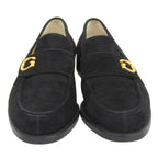 Gucci 100 Logo Suede Leather Loafers Black Gold 36.5 — view 3