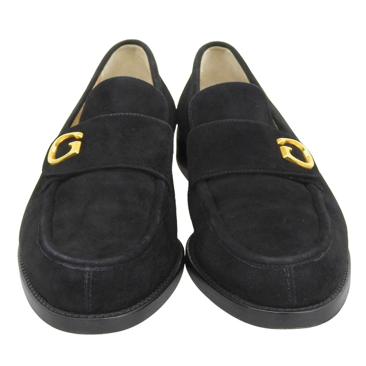 Gucci 100 Logo Suede Leather Loafers Black Gold 36.5 — view 3
