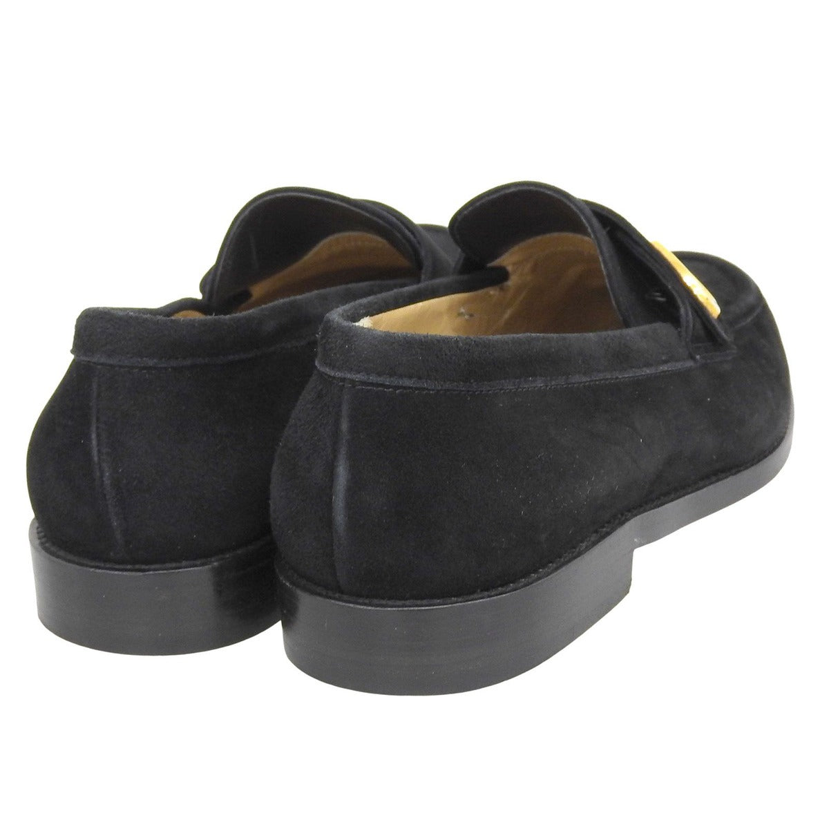 Gucci 100 Logo Suede Leather Loafers Black Gold 36.5 — view 4