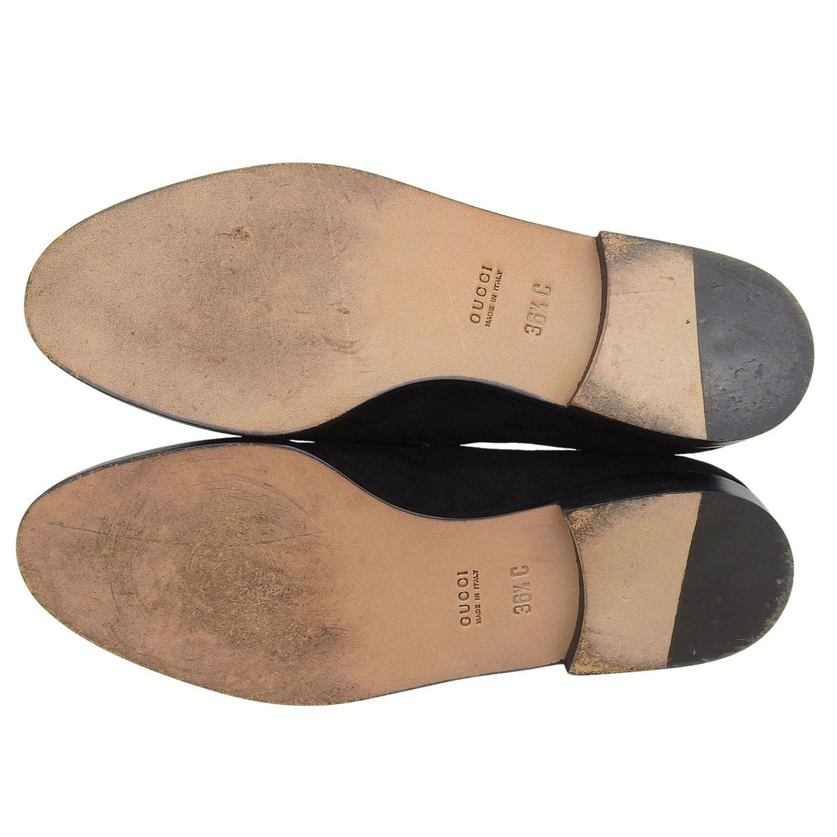 Gucci 100 Logo Suede Leather Loafers Black Gold 36.5 — view 6