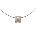 Hermes Cage de Ash Cube Silver Metal Necklace